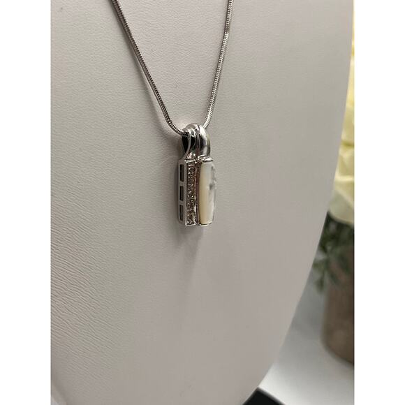 Ross Simon’s Sterling Silver Mother of Pearl Bar Pendant Necklace Earring Set - Picture 4 of 15